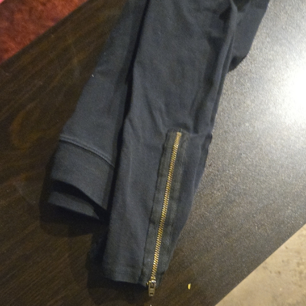American Eagle Black Leggings with Gold Zippers